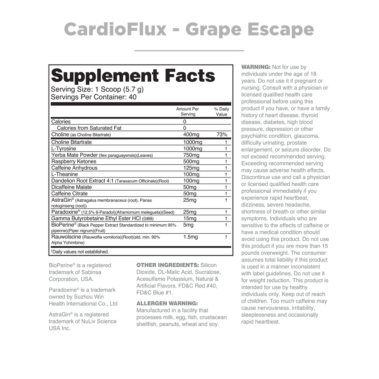 Cardio Flux (Extended Release Caffeine 225mg)